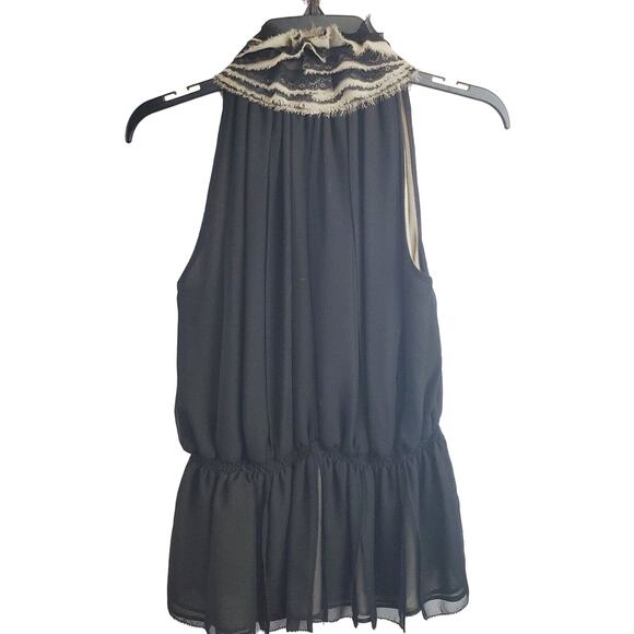 Neiman Marcus Robert Rodriguez Black Taupe Sleeveless Top Women's Small TCA - Picture 3 of 6